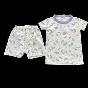 Magnolia Baby Girls 4T Rainbow Unicorn 2 Piece Pajama Short Set PJs Pima Cotton